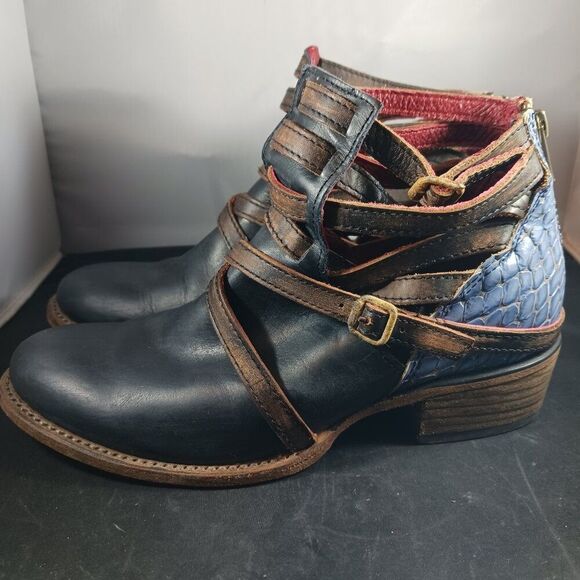 Freebird by Steven Stair Navy Blue Leather Ankle Boot size 6 - Picture 4 of 12